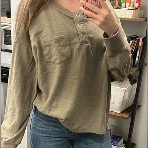 UO Green Henley Top